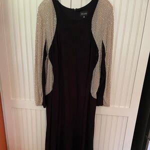 Plus size black and beaded gown